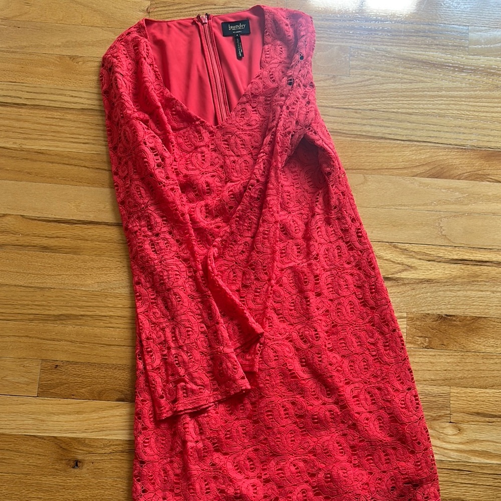 Laundry By Shelli Segal Red Long Sleeve Dress